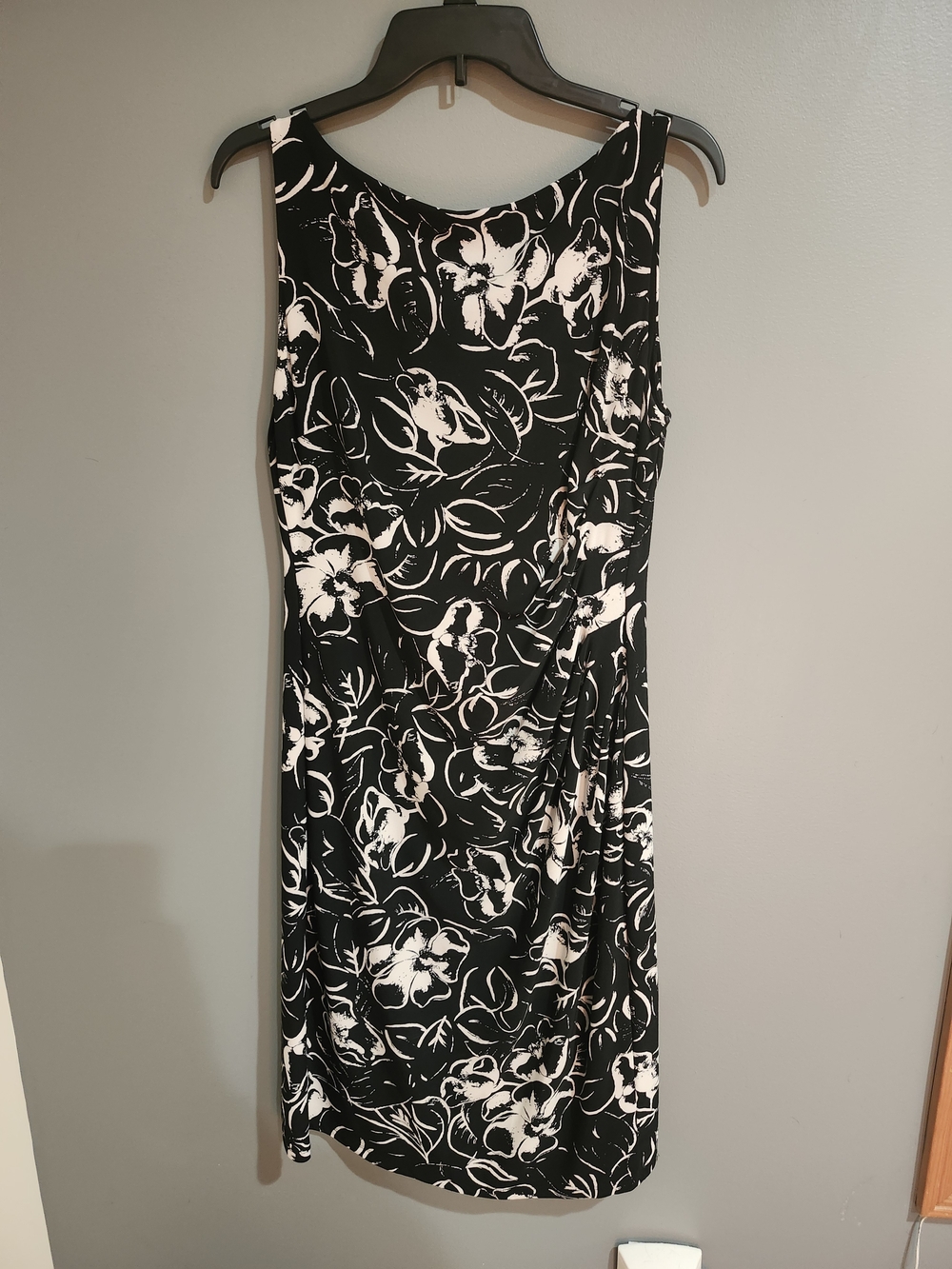 American Living Black and White Floral Midi Shift Dress Size 10